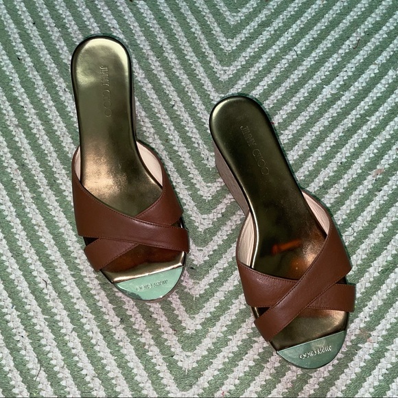 Jimmy Choo Platform Sandals Prima Cork Wedge Slides - Picture 3 of 13